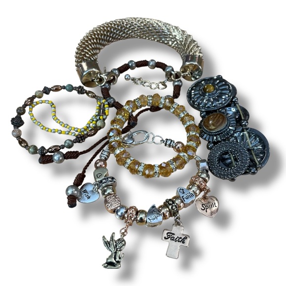 Elegant Gold and Brown Assortment of Bracelets - Picture 7 of 7